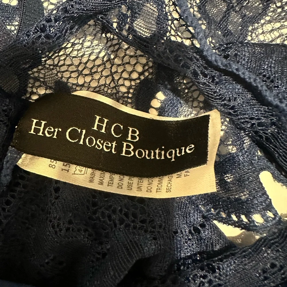 Sexy Lace Bodysuit/Lingerie in Navy Blue- Large